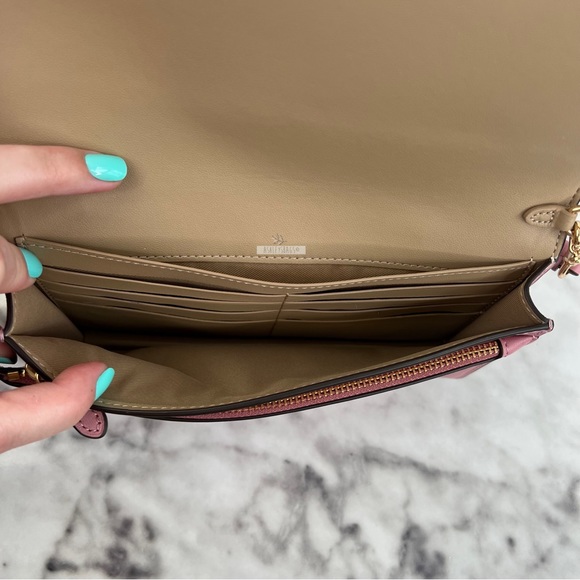 Anna Foldover Clutch Crossbody With Heart Petal Print Chalk Multi - Picture 7 of 10